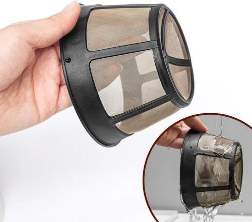 Vista 4 de Cesta de filtro reutilizable de 8 a 12 tazas con parte inferior de malla para cafetera y cafetera MrCoffee – Filtro de repuesto permanente