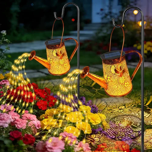 Vista 15 de YJFWAL Regadera Solar con Luces, Regalos Únicos para Navidad Mamá Abuela Mujeres Cumpleaños, Regalos de Jardinería Impermeables Regadera con Luces