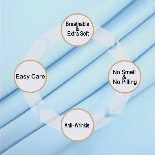 Vista 3 de Juego de sábanas de diseño estampado clásico - Juegos de sábanas con bolsillo profundo ultra suave y transpirable., Microfibra, Celeste (Baby Blue)