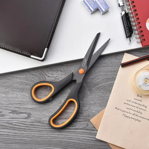 Vista 5 de CCR - tijeras de 8 pulgadas, manijas cómodas y suaves, cuchillas de titanio afiladas, paquete de 4 unidades.