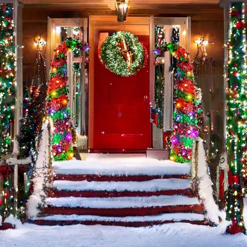 Vista 8 de 5ft Pop Up Artificial Christmas Tree with LED Lights for Holiday Decor Green Pre-Lit Christmas Tree, 1 Red Ball, Artificial Collapsible Skinny Verde