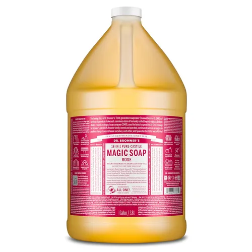 Vista 10 de Dr. Bronner's - Jabón líquido puro de Castilla (rosa, 8 onzas) - Hecho con aceites orgánicos, 18 usos en 1: Cara, cuerpo, cabello, lavandería