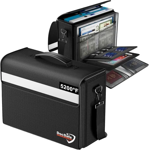 Vista 10 de DocSafe Bolsa de documentos grande ignífuga y resistente al agua de 5200°F con múltiples bolsillos, organizador de almacenamiento de archivos de 17
