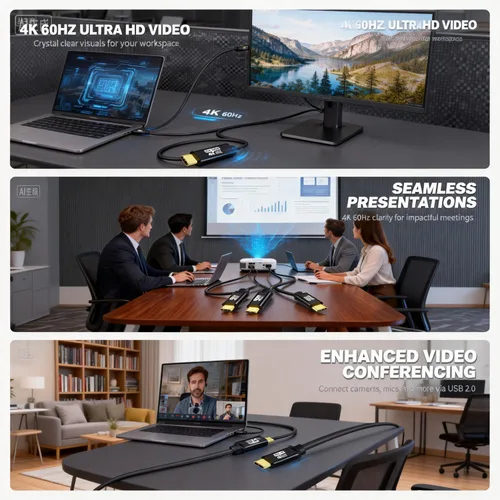 Vista 2 de Cable USB C a C de 15 pies, 100 W 4K60HZ tipo C GEN2x2 (datos USB 3.1), salida de video USB C de USB3.2/USB4.0 carga rápida y sincronización