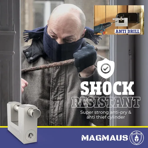 Vista 4 de Magmaus® RTL50 [blindado] Candado de alta seguridad – Cerradura de contenedor resistente con espacio de grillete de 0.43 pulgadas y perno de grosor