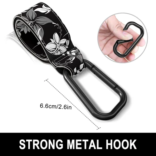 Vista 4 de Ganchos para cochecito de bebé para colgar bolsas, accesorios universales para cochecito, gancho para mamá para bolsa de pañales, carrito de Flor
