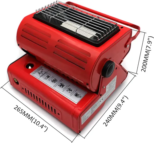 Vista 4 de HTTMT- Portable 2 in 1 Red Butane LP Gas Ceramic Heater Burner Warmer For Camping Emergency Heating Cooking Stove [P/N: ET-COOK009-RED]