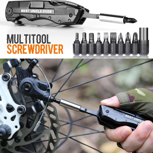 Vista 5 de Navaja multiherramienta con grabado “Best Uncle Ever”, regalitos navideños para tíos, regalo de cumpleaños, de parte de su sobrina o sobrino, regalo