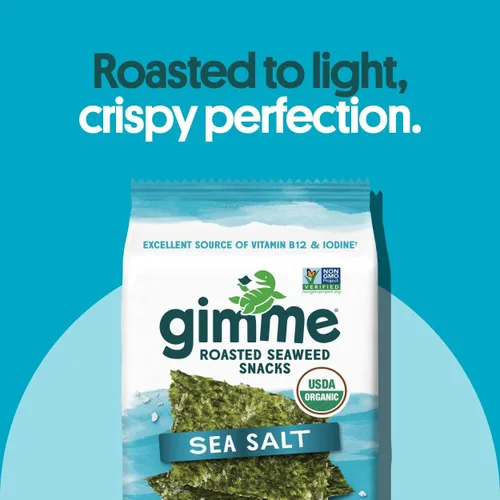 Vista 20 de Gimme Algas Marinas Aperitivos de Algas Marinas Tostadas Orgánicas Premium, Chile Lima, 20 Unidades, Keto, Vegano, Sin Gluten, Gran Fuente