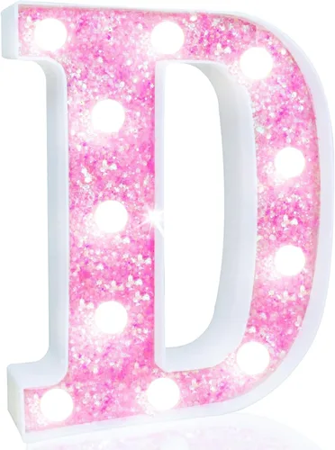 Vista 69 de Pooqla Luces de números de marquesina, números de luz rosa para niñas de 10.º cumpleaños, funciona con pilas, luz nocturna de número con purpurina