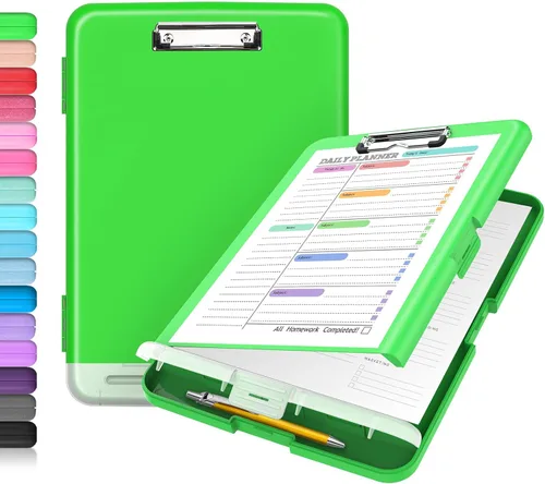 Vista 17 de Sooez - Sujetapapeles de documentos clínicos con almacenamiento, sujetapapeles de plástico resistente, de alta capacidad, con soporte para bolígrafo