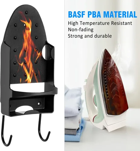 Vista 2 de Pensino Colgador de Tabla de Planchar para Montaje en Pared Soporte de Plancha Resistente al Calor con Estante para Tabla de Planchar para Máximo 5