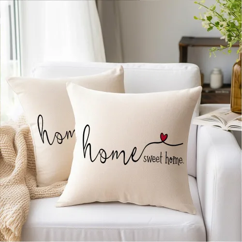 Vista 5 de RABUSOFA Home Sweet Home - Fundas de almohada con citas, 18 x 18 pulgadas, decoración de granja, corazón rojo, funda de cojín decorativa para sofá