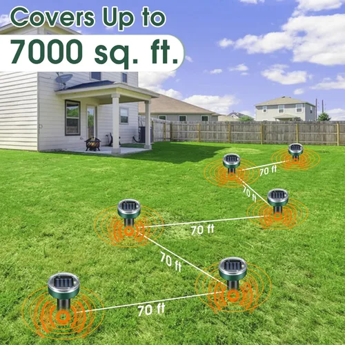 Vista 4 de Mole Repellent for Lawns - Ultrasonic Gopher Repellent Solar Powered for Garden,Yard - Waterproof Sonic Mole Spike for Snake,Chipmunk,Outdoor Pest