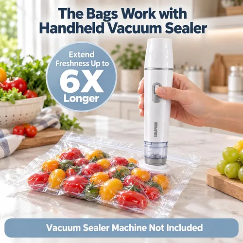 Vista 4 de LUNAPURR 30 bolsas reutilizables selladoras al vacío para alimentos, 10.2 x 11 pulgadas, sin BPA