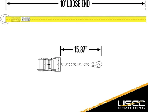 Vista 3 de US Cargo Control Redes de ruedas de montaje lateral con trinquete y extensión de cadena (paquete de 4), correas de amarre para neumáticos de 14