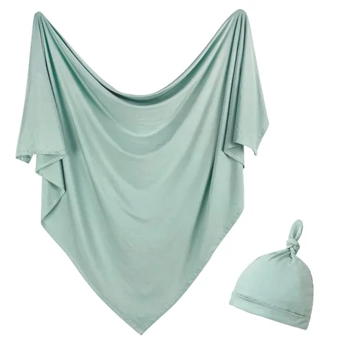 Vista 15 de OWLOWLA Conjunto de manta para recién nacido, manta elástica para bebé niño y niña (azul bebé-rm)
