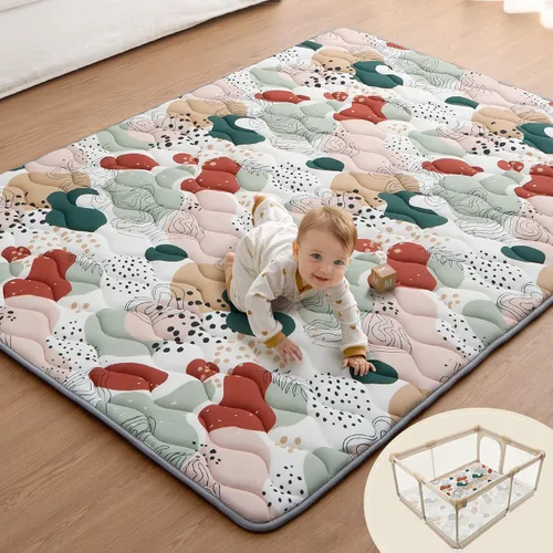 Vista 17 de Blissful Diary Alfombras de Juego para Bebés para el Piso, Alfombra de 50x50 para Gatear para el Parque Infantil, Almohadillas de Espuma de Espesor