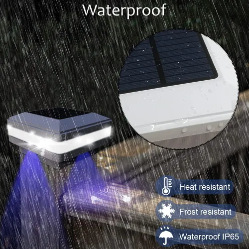 Vista 5 de FVTLED Flexfit - Luces solares para postes de exteriores, funciona con energía solar, para postes de madera de 3.5 x 3.5, 4 x 4, 5 x 5, 6 x 6