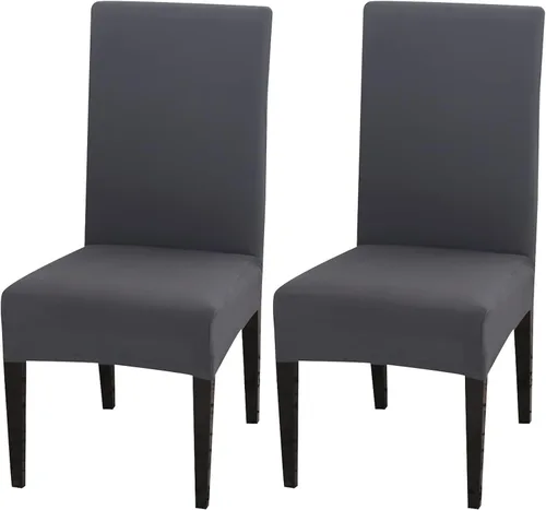 Vista 29 de Juego de 4 fundas para sillas de comedor, fundas elásticas de elastano para sillas de comedor, extraíbles y lavables, protectores desmontables