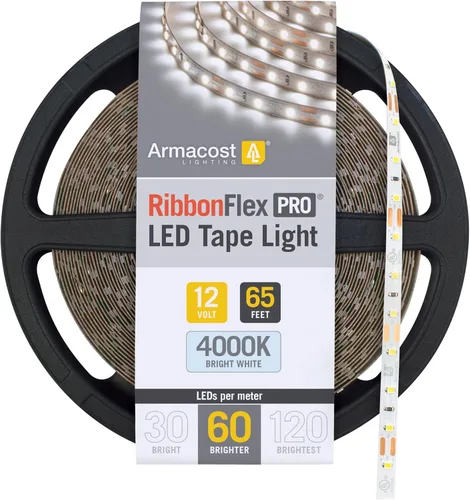 Vista 21 de Armacost Lighting RibbonFlex Pro 133230 - Tira de luces LED blancas de 12 V, 120 LED/m, 2700K, 16.4 pies