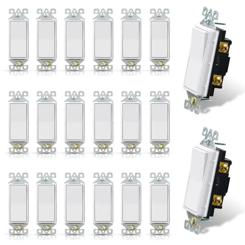 Vista 11 de ELEGRP Interruptor de luz decorativo de un solo polo con placa sin tornillos, 15 A 120-277 V, reemplazo del interruptor basculante de paleta