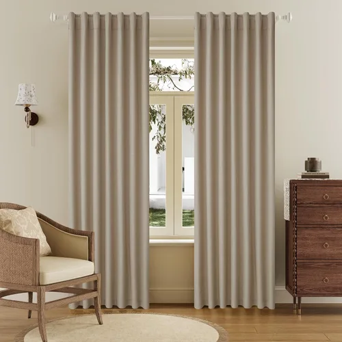 Vista 31 de Cortinas opacas de lino óxido de 108 pulgadas de largo, juego de 2 paneles para sala de estar, opacas, privacidad, pestaña trasera, aislamiento