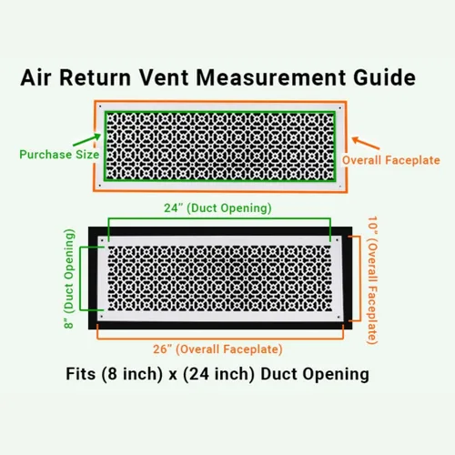 Achtek - Conducto de retorno de aire de piso de 8 x 24 pulgadas (10 x 26