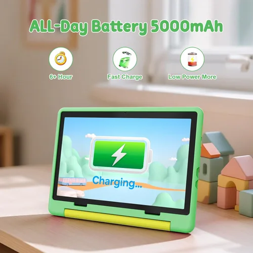 Vista 5 de Tablet para niños, tableta Android 15 con pantalla HD, 10.1 pulgadas, control parental y modo para niños, octa-núcleo, certificado GMS, 20 GB de RAM