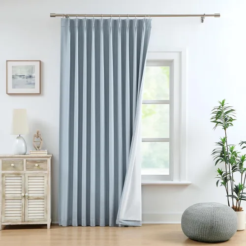 Vista 15 de WEST LAKE Cortinas Completamente Opacas Bailey con Pliegues Pinzados de 63 Pulgadas Azul Polvoriento con Forros, Cortinas Texturizadas Modernas