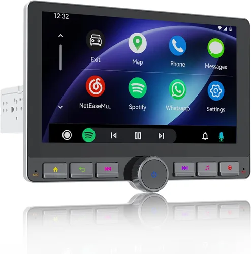 Vista 9 de Haudio Estéreo de coche DIN único de 10.1 pulgadas con Apple CarPlay inalámbrico y Android Auto, pantalla táctil flotante Android 13, pantalla