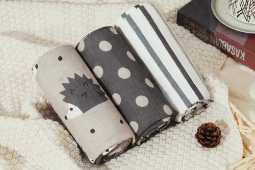 Edredón de muselina para bebé, 100% algodón, manta para recién nacido, 47 x 47 pulgadas, 2 capas de muselina para niño y niña (serie erizo)