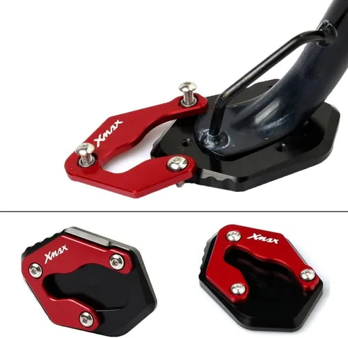 Vista 5 de SCUUBE for Yamaha Xmax 125 X-MAX 250 Xmax 300 400 2017-2019 Motorcycle Foot Side Stand Pad Plate Kickstand Enlarger Plate CNC Support Plate Black