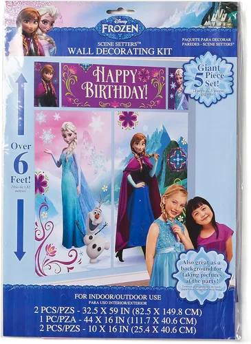 Vista 2 de Disney Frozen – Fiesta de cumpleaños Escena Setters pared – Kit de decoración (5 Pack), Multi Color, 59" x 65.