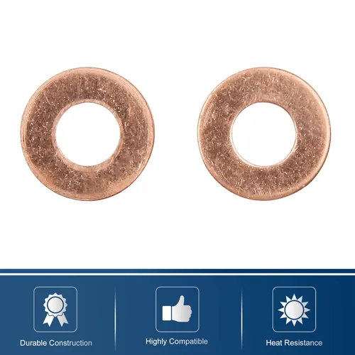 Vista 5 de X AUTOHAUX Anillo de junta de sellado de arandela plana de cobre M8 x 0.709 in x 0.039 in para tuerca de tornillo