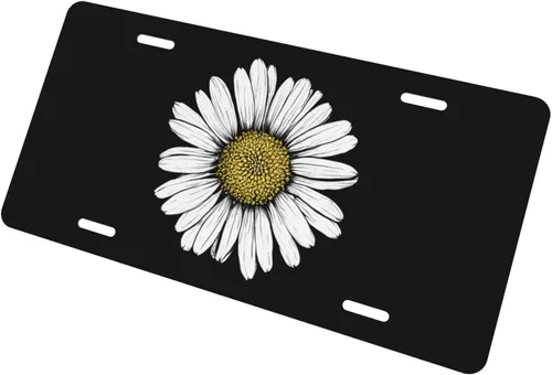 Vista 3 de Placa de matrícula retro Daisy, placa de matrícula delantera decorativa para el auto, placas de matrícula novedosas de aluminio, etiqueta de a-5