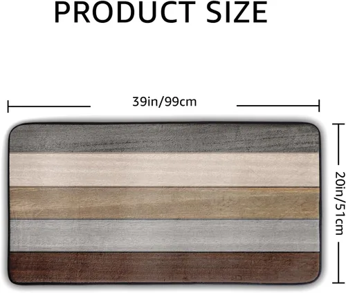 Vista 2 de Tapete de cocina con estampado de tablero de madera para piso, tablones marrones rústicos, acolchado, antifatiga, lavable, tapete de espuma