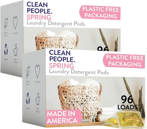 Vista 19 de THE CLEAN PEOPLE Cápsulas de detergente para ropa ultraconcentradas, 192 unidades, sin fragancia, a base de plantas, sin plástico, aptas para tanque