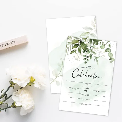 Vista 5 de 25 invitaciones de recepción de boda, tarjetas de invitaciones de relleno de despedida de soltera, invitaciones de compromiso con sobres, hermosos
