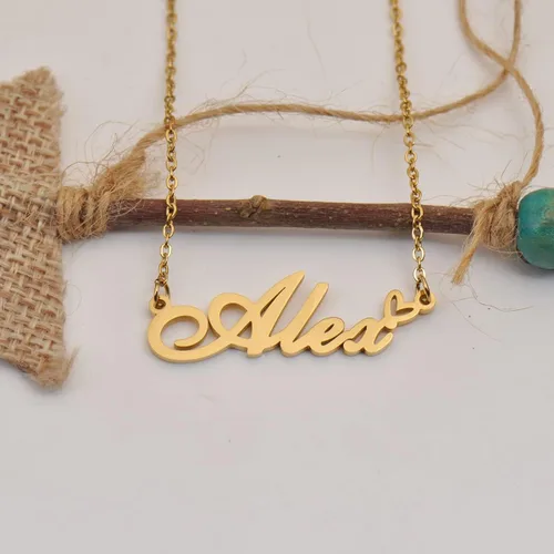 Vista 3 de HUAN XUN Collar personalizado con cualquier nombre para mujer en oro y plata