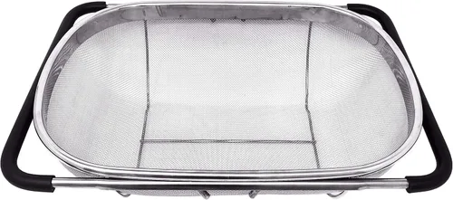 Vista 2 de Makerstep Over the Sink Colander Strainer Basket Stainless Steel, For Kitchen Sink with Rubber Grip, Fine Mesh, Large Kitchen Gadgets Tools