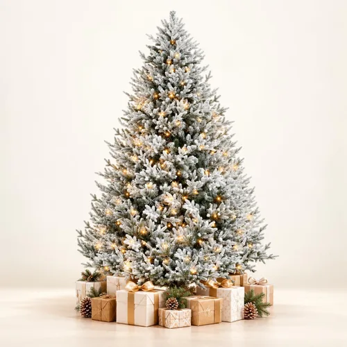 Naomi Home Ginebra - Árbol de Navidad preiluminado con nieve de 6.5 pies esmerilado