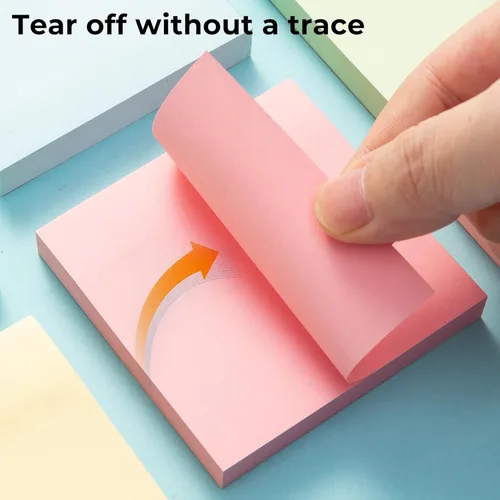 Vista 3 de M&G Notas adhesivas de 3 x 3 pulgadas, autoadhesivas, 4 blocs de 4 colores brillantes, fácil de publicar para el hogar, oficina, cuaderno, 100