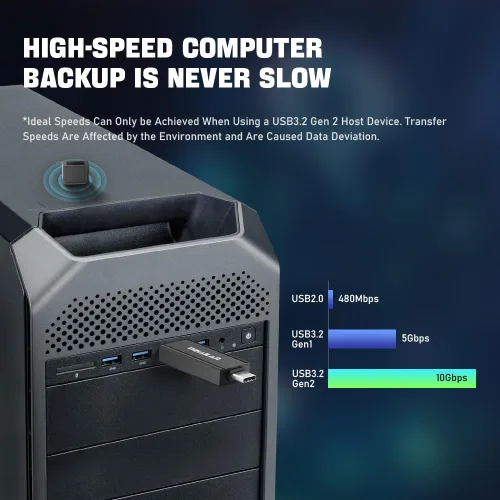 Vista 5 de THKAILAR Unidad flash USB C de 2 TB tipo C y tipo A, USB 3.2 Gen 2 SSD portátil de hasta 1000 MB/s, unidad de pulgar para iPhone 15/16