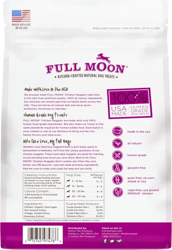 Vista 2 de Full Moon Nuggets de Pollo - Golosinas para Perros Saludables, Naturales y de Grado Humano, Hechas en Estados Unidos, 12 onzas