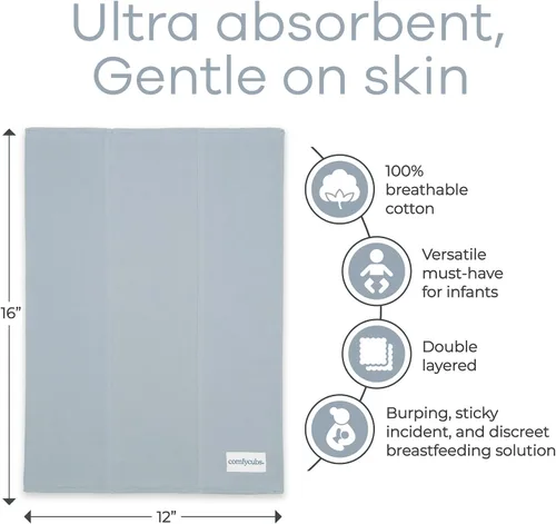 Vista 11 de Comfy Cubs Juego de 6 paños para eructos para bebés, grandes, 6 capas, ultra absorbentes, 100% algodón para escupir, babear y ensuciar, suaves