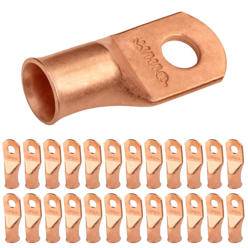 Vista 206 de SELTERM - 5 terminales de anillo resistentes para cable de batería, calibre 1/0 AWG, pernos de 1/2 pulgadas, terminales de calibre 0, ojales