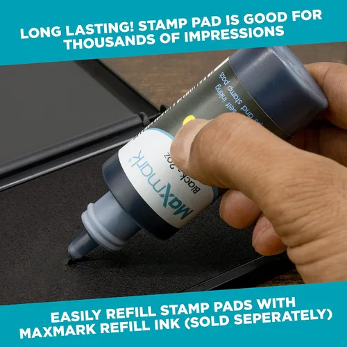 Vista 4 de MaxMark Almohadilla de sello grande negra - 2-3/4" por 4-1/4" - Almohadilla de fieltro de alta calidad