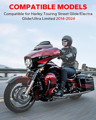 Vista 7 de Amazicha - Parabrisas ondulado negro de 7 pulgadas compatible con Harley Davidson Touring Street Glide/Electra Glide/Ultra Limited/Tri Glide FLHT