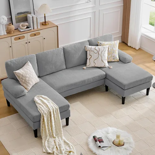 Vista 9 de Korser U Shaped Sectional Couches for Living Room, 101" Modern Chenille Fabric Sofa with Double Chaise Lounge, 4-Seat Couch with Removable Pillows